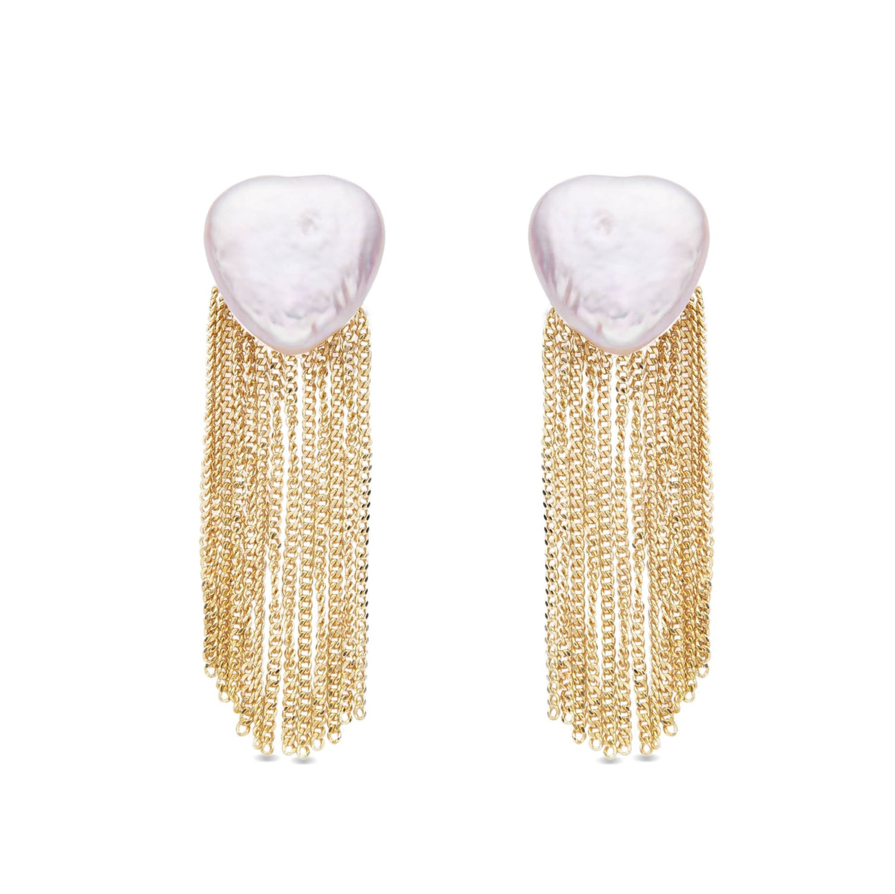 Elegant Gold Plated Sterling Silver Waterfall and Mother-of-Pearl Stud Earrings-Earrings-GULI GULI
