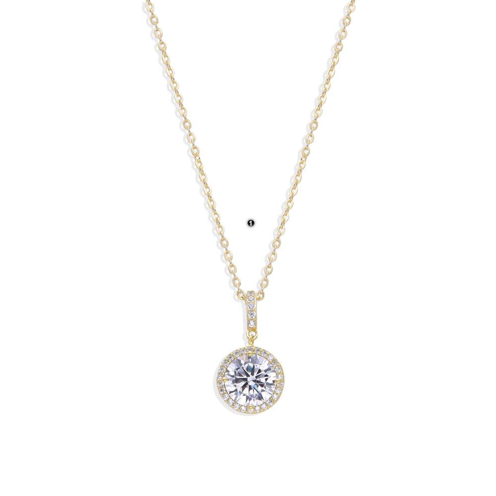 Faceted Zirconia Pendant Necklace 18k Gold Plated Sterling Silver-Necklaces-GULI GULI