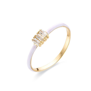 Fine White Ring in 18k Gold Plated 925 Sterling Silver with Zircons-Rings-GULI GULI
