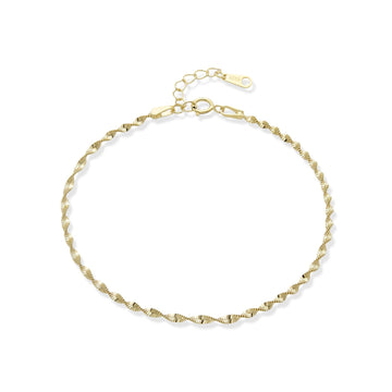 Flat Link Bracelet in 925 Silver with 18k Gold Plated-Bracelets-YIA SILVER
