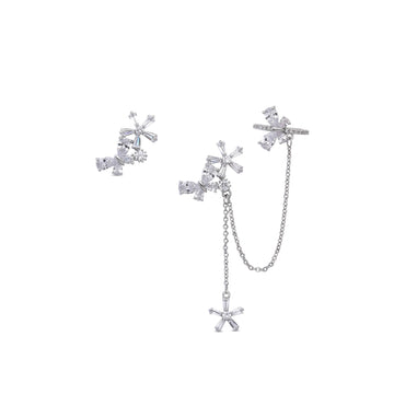 Flower Ear Cuff with Zircons Silver Fashion-Earrings-LANDCICA