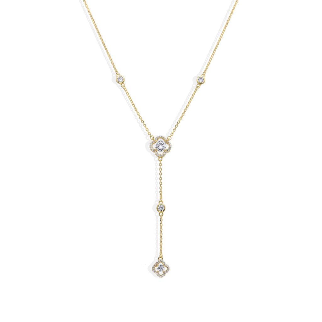 Flower Necklace in 18k Gold Plated 925 Sterling Silver with Zircons-Necklaces-GULI GULI