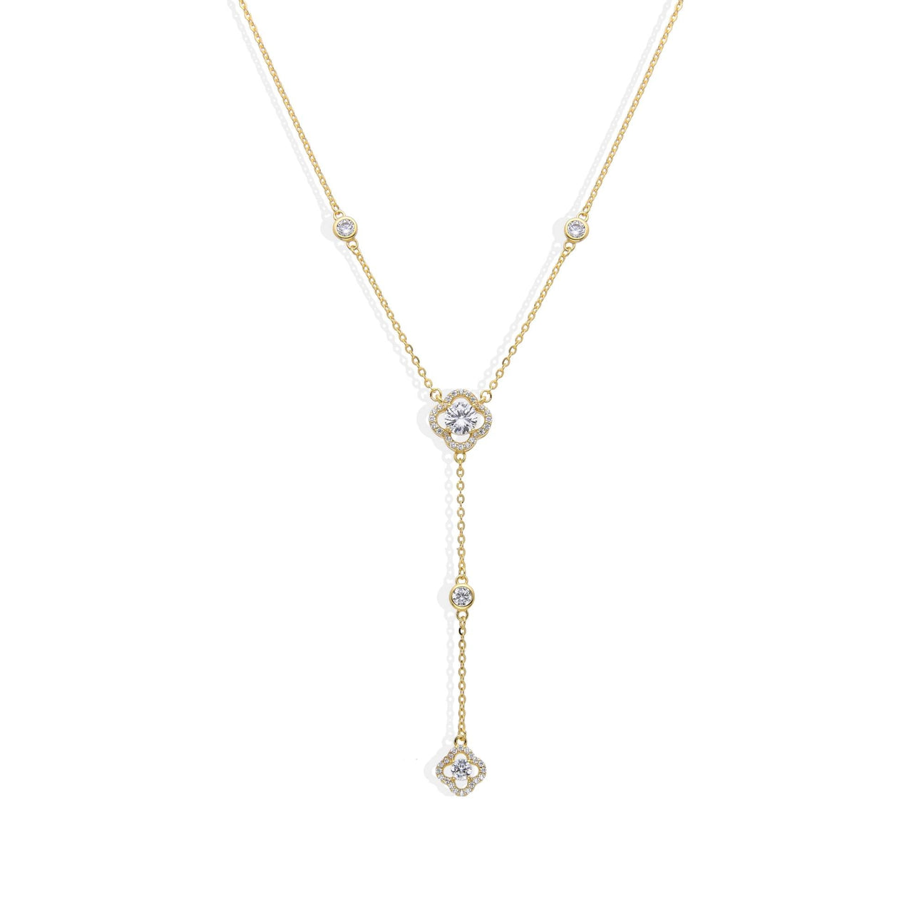 Flower Necklace in 18k Gold Plated 925 Sterling Silver with Zircons-Necklaces-GULI GULI