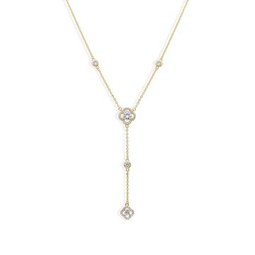 Flower Necklace in 18k Gold Plated 925 Sterling Silver with Zircons-Necklaces-GULI GULI