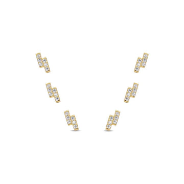 Glossy and Sparkling Lightning-Shaped Piercing in 925 Sterling Silver with 18k Gold Plating-Earrings-GULI GULI