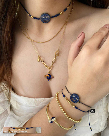 Gold Filled Adjustable Blue Thread Bracelet-Bracelets-Vila veloni corp