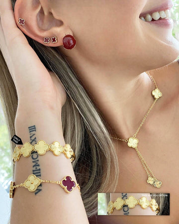 Golden Four Leaf Clover Bracelet-Bracelets-NEW WEI
