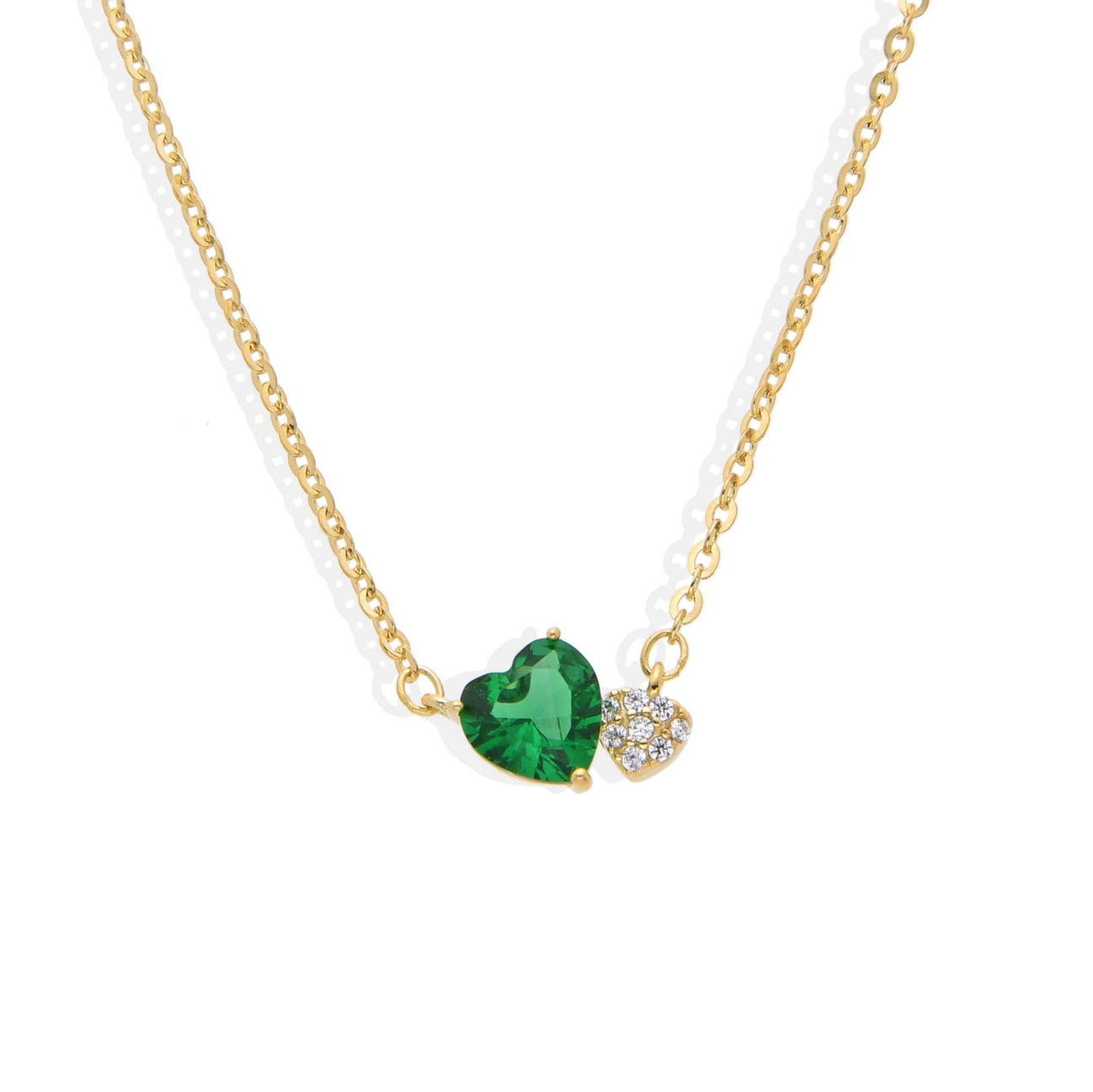 Green Heart Necklace 18k Gold Plated 925 Sterling Silver-Necklaces-GULI GULI