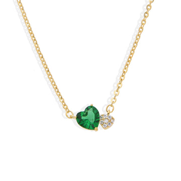Green Heart Necklace 18k Gold Plated 925 Sterling Silver-Necklaces-GULI GULI