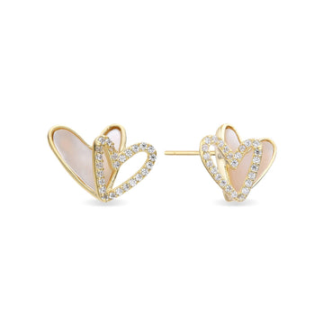 Heart Earrings in 18k Gold Plated 925 Sterling Silver with Zircons and Crystal-Earrings-GULI GULI