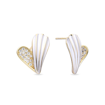 Heart Earrings with Micro Zircons in 925 Sterling Silver 18k Gold Plated-Earrings-GULI GULI