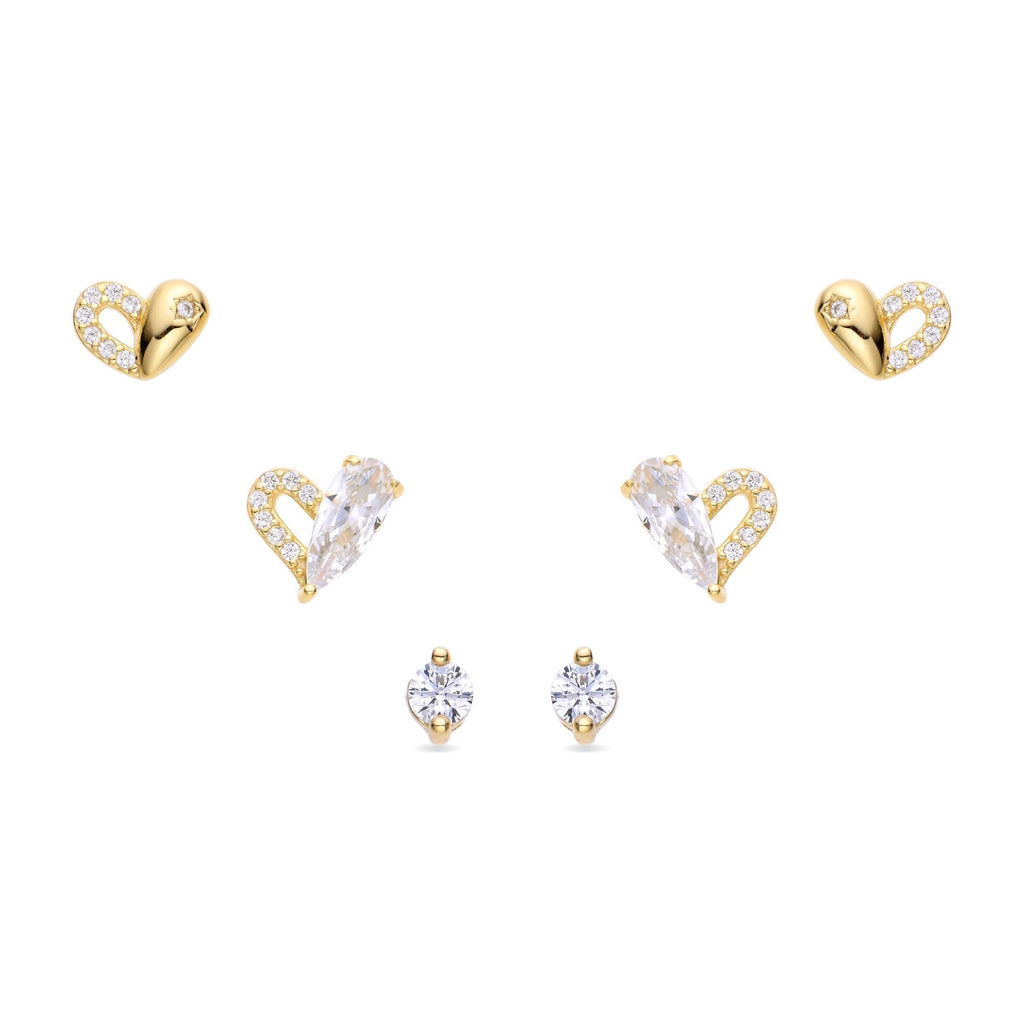 Heart Multipiercing in 925 Sterling Silver 18k Gold Plated with Zircons-Earrings-GULI GULI