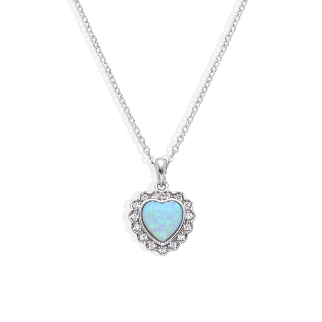 Heart Necklace in 925 Sterling Silver with Zircons and Litmus Crystal-Necklaces-GULI GULI
