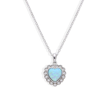 Heart Necklace in 925 Sterling Silver with Zircons and Litmus Crystal-Necklaces-GULI GULI