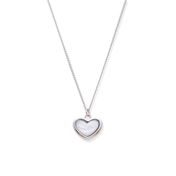Heart Necklace with Mother of Pearl Center in 925 Silver-Necklaces-YIA SILVER