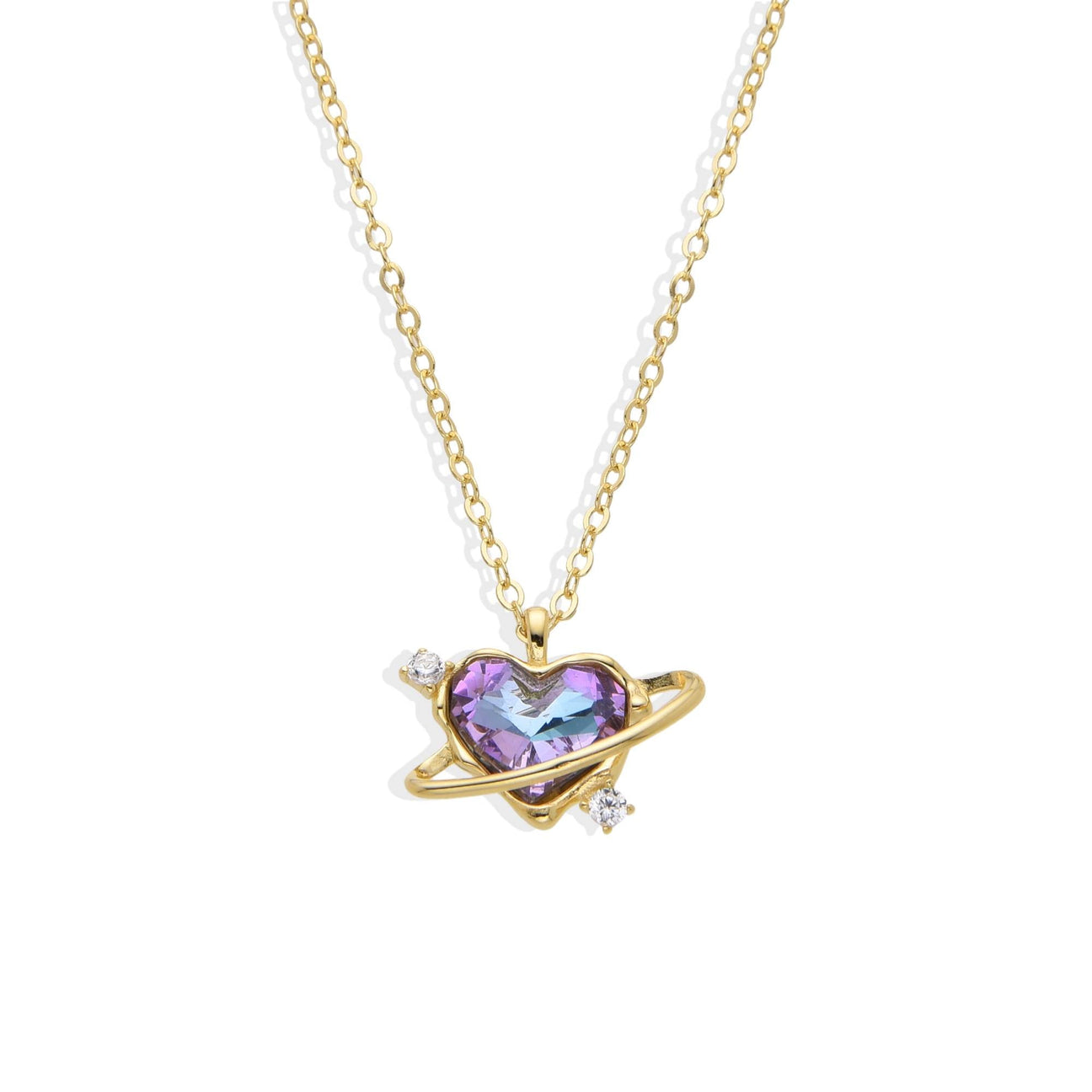Heart Necklace with Zircons in 925 Silver with 18k Gold Plated-Necklaces-GULI GULI