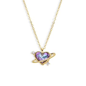 Heart Necklace with Zircons in 925 Silver with 18k Gold Plated-Necklaces-GULI GULI