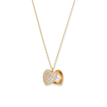 Heart Shaped Shell Pendant Necklace with Pearl-Necklaces-NEW WEI