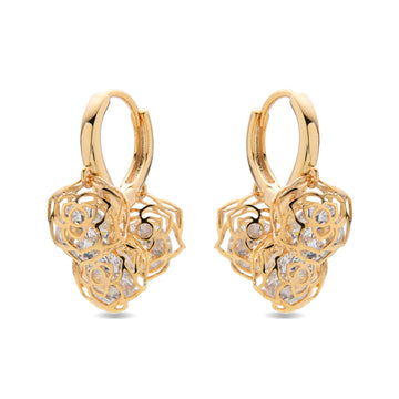 Huggie Earrings 18k Gold Fashion Flower with Zircons-Earrings-NEW WEI
