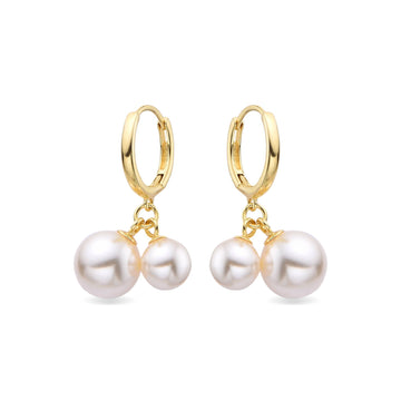 Huggie Earrings in 18k Gold Plated 925 Sterling Silver with Pearls-Earrings-GULI GULI