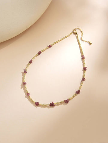 MINIMALIST COLLAR WITH SEMIPRECIOUS PINS-Necklaces-Peling