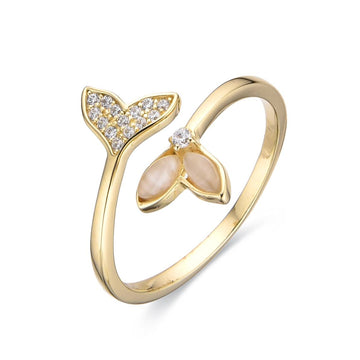 Mermaid Fins Ring with Zirconia in 925 Silver and 18k Gold Plated-Rings-GULI GULI