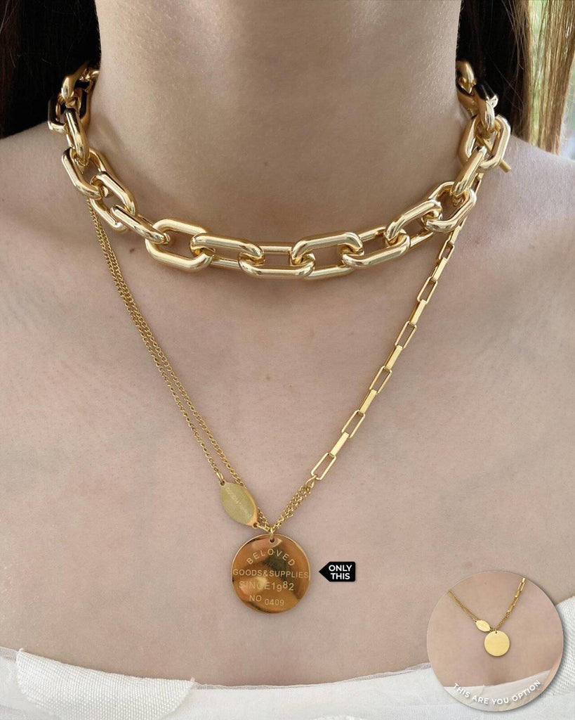 Minimalist Necklace with Round Pendant in Stainless Steel-Necklaces-NEW WEI