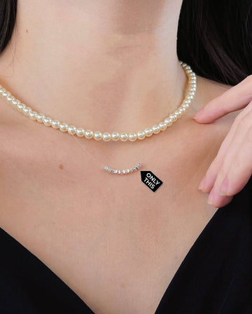 Minimalist Necklace with Zirconia Beads Made of Semi-Precious Stone in 925 Silver-Necklaces-GULI GULI