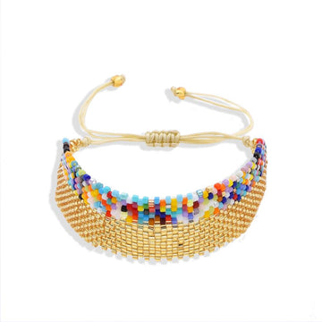 Miyuki Bracelet with Golden and Multi-Color Woven Design: Timeless Beauty and Versatility-Bracelets-BOJO