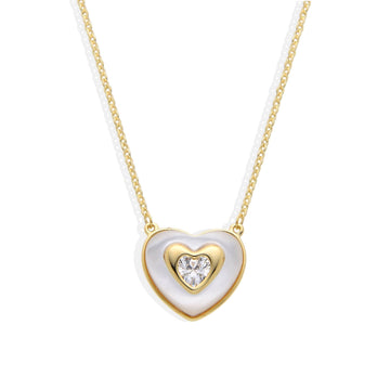Nacre Heart Necklace in 18k Gold Plated 925 Sterling Silver with Zircon-Necklaces-GULI GULI