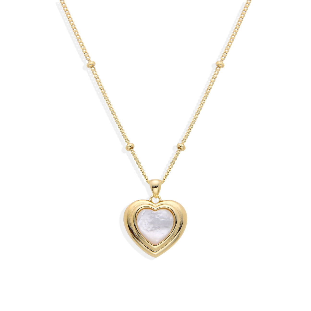 Nacre Heart Necklace in 925 Sterling Silver 18k Gold Plated.-Necklaces-GULI GULI