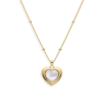 Nacre Heart Necklace in 925 Sterling Silver 18k Gold Plated.-Necklaces-GULI GULI