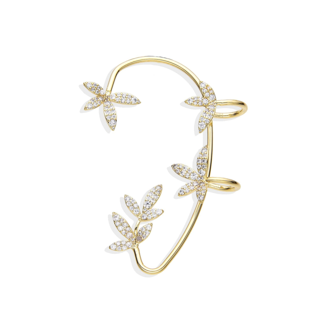 Natural Ear Cuff 18k Gold Fashion with Micro Zircons-Earrings-NEW WEI