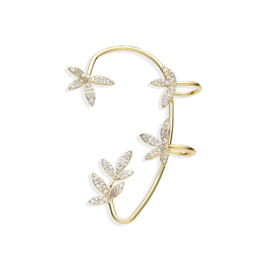 Natural Ear Cuff 18k Gold Fashion with Micro Zircons-Earrings-NEW WEI