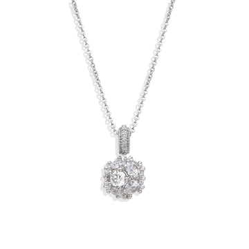 Necklace Silver Fashion with Clear Zirconia Pendant-Necklaces-LANDCICA