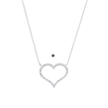 Necklace Solid 925 Sterling Silver with Faceted Zircon Heart Pendant.-Necklaces-GULI GULI