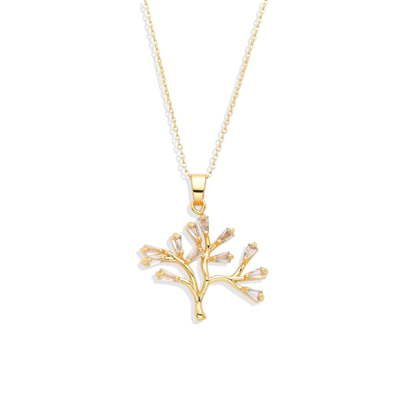 Necklace Tree of Life in 18k Gold Fashion and Clear Zirconias-Necklaces-LANDCICA