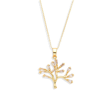 Necklace Tree of Life in 18k Gold Fashion and Clear Zirconias-Necklaces-LANDCICA