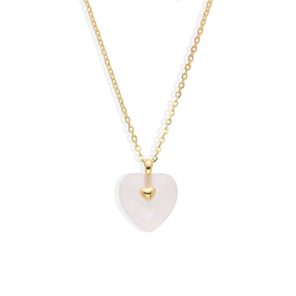Necklace White Crystal Heart in 925 Silver 18k Gold Plated-Necklaces-GULI GULI