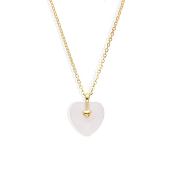 Necklace White Crystal Heart in 925 Silver 18k Gold Plated-Necklaces-GULI GULI