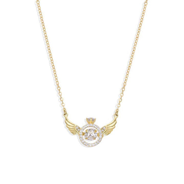 Necklace Wings-Shaped 925 Sterling Silver with Shiny Zircons-Necklaces-GULI GULI