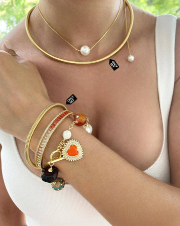 Necklace and Bracelet Set in Hypoallergenic Surgical Steel with 18k Gold Plated-Necklaces-NEW WEI