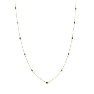 Necklace in 925 Silver with 18k Gold Plated with Green Zirconia-Necklaces-YIA SILVER
