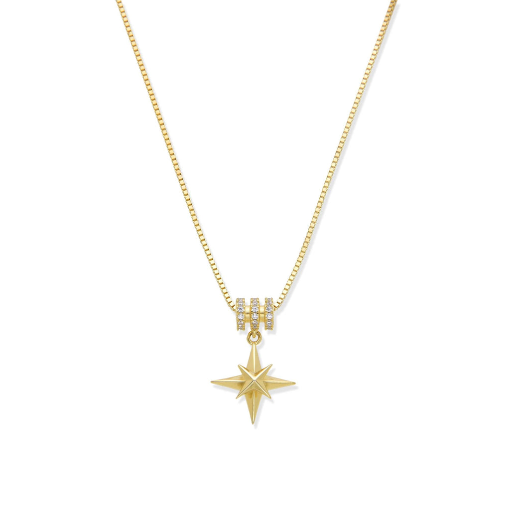 Necklace with 8-Pointed Star Pendant in 925 Silver with 18k Gold Plated-Necklaces-YIA SILVER