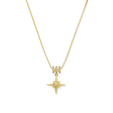 Necklace with 8-Pointed Star Pendant in 925 Silver with 18k Gold Plated-Necklaces-YIA SILVER