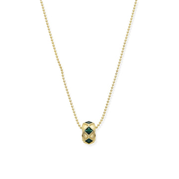 Necklace with Hoop Pendant and Green Zirconia-Necklaces-YIA SILVER