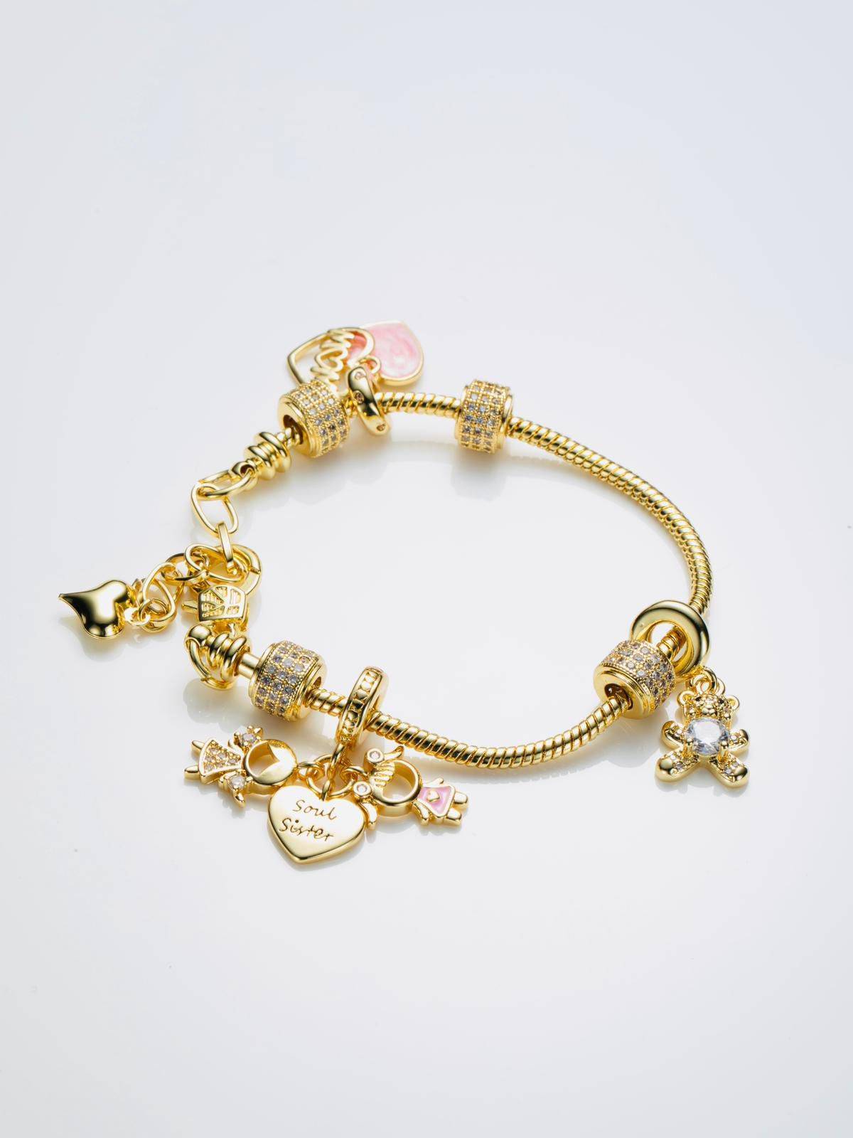 Pandora Children's Themed Bracelet with Rhinestones in Cooper with 18k Gold Plating-Bracelets-Pandora GB127