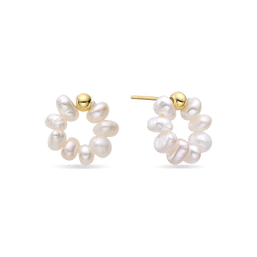 Pearl Hoop Earrings in 925 Sterling Silver 18k Gold Plated-Earrings-GULI GULI