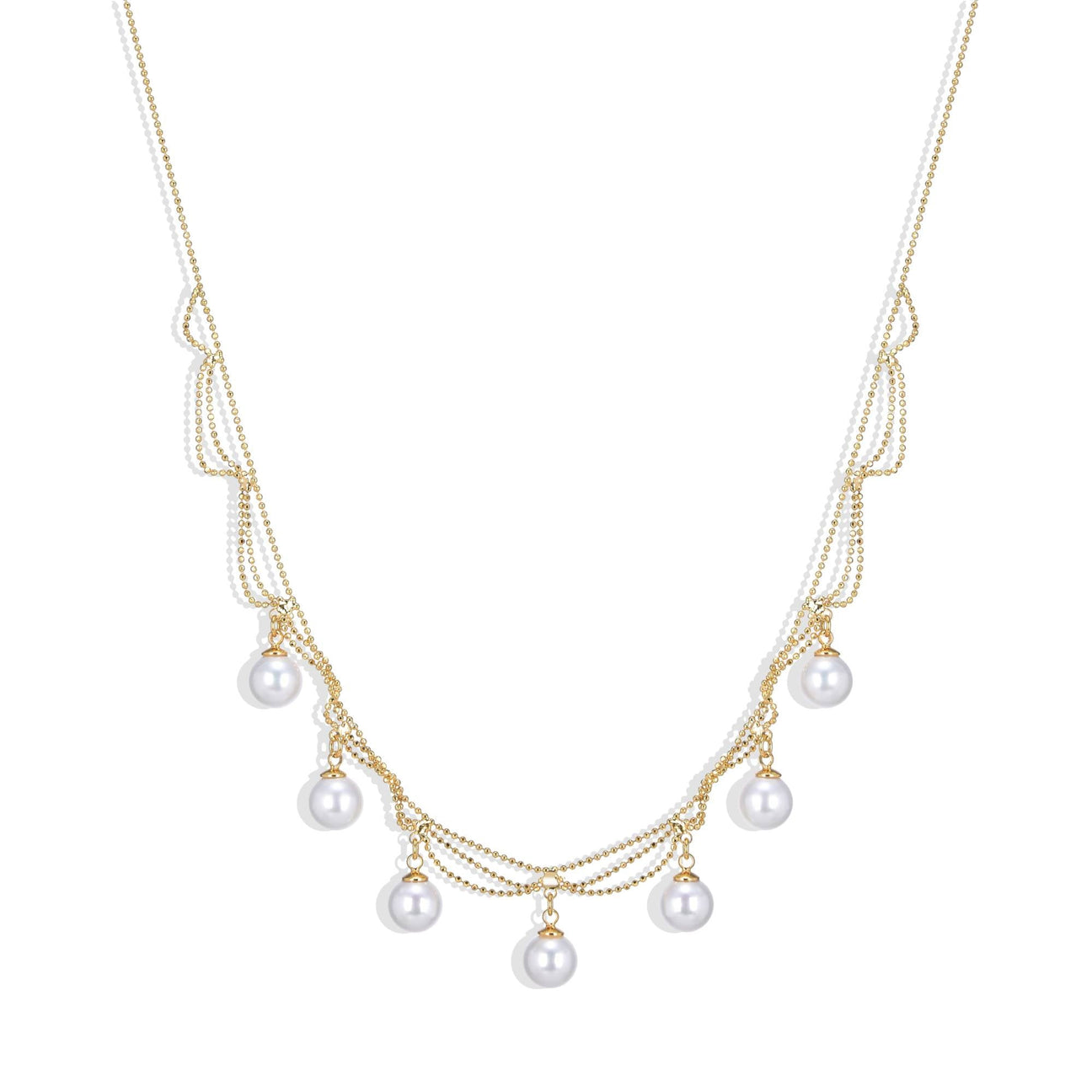 Pearl Necklace Pendants Gold Fashion Design.-Necklaces-ROMANE
