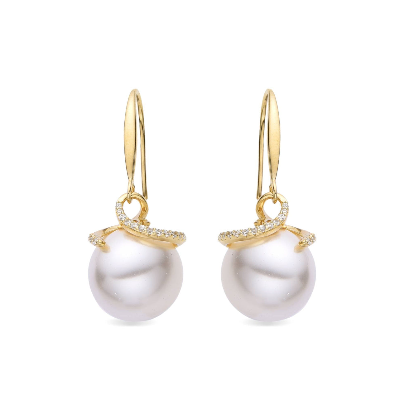 Pearl Pendant Earrings in 18k Gold Plated 925 Sterling Silver with Micro Zircon-Earrings-GULI GULI